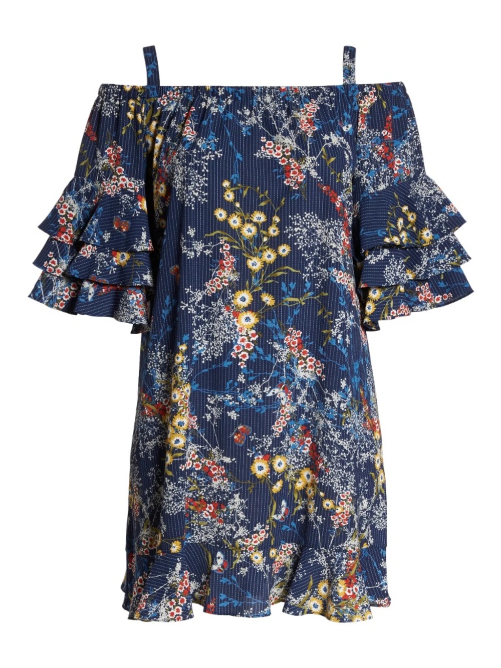 Gabby Sky Floral Tiered Sleeve Off the Shoulder Dress Size 14